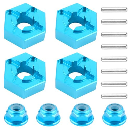for H16BM RC Car Upgrade Aluminum Wheel Hex 16440 & Pins M20101 & M40 Wheel Lock Nut Spare Parts for 1/16 H16BM H16GT H16DR JC16EP and 1/14 H14BM 14209 14210 JC14EP 14301 14303 Trucks(Blue) - color: Blue