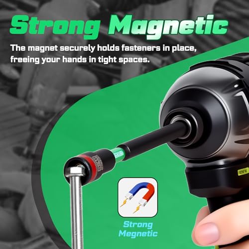 Impact Nut Driver Set, 10 Pieces 6”Long 5/16”6 Point Alloy Steel Magnetic SAE Nut Setter Set Use For Require Installing 1/4 Hex Shank Impact Driver with Case Box - size: 6", style: 5/16"-10pcs