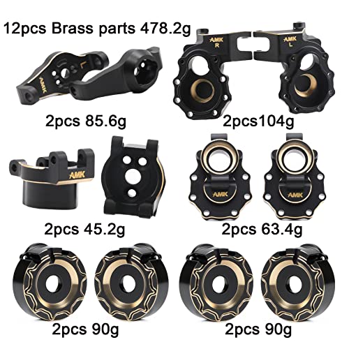 TRX4 Brass Caster Blocks C-Hubs Steering Knuckle Rear Axle Mount Housings Inner Brass Counter Weight for 1/10 RC Crawler TRX6 TRX4 Upgrade Parts (A 6-in-1)