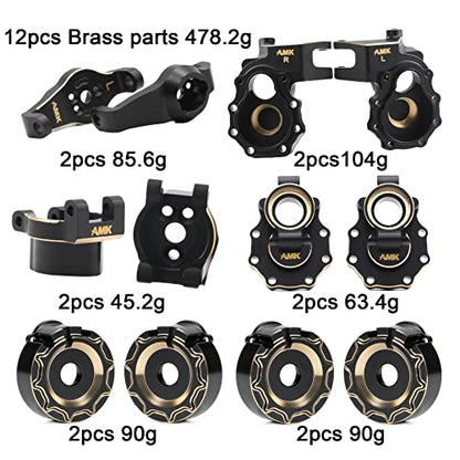 TRX4 Brass Caster Blocks C-Hubs Steering Knuckle Rear Axle Mount Housings Inner Brass Counter Weight for 1/10 RC Crawler TRX6 TRX4 Upgrade Parts (A 6-in-1)