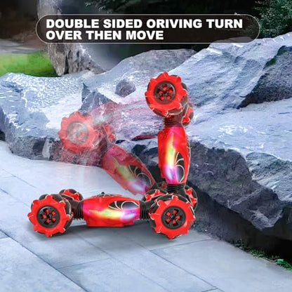 Gesture RC Car Red,1:24 High Speed 4WD Transform Stunt Car with Gesture & Remote Control, 360° Rotation Drift Vehicle with LED Lights Music, Racing Toy Cars Gift for Boys Girls Age 6-12 - style: 1:24 Red Spider