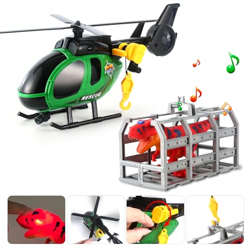 Dwi Dowellin Carrier Truck Kids Toys,25.6" Semi Truck Toy with Helicopter and Dinosaurs,Gifts for Age 3 4 5 6+ Years Old Boys Girls - style: Dinosaurs Truck