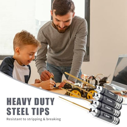 1.5mm 2.0mm 2.5mm 3.0mm Titanium Plated Ti Coated Hex Diver Set | 4PCS Hex Wrench Screwdriver Tools RC Tool Kit for RC Racing Drone, Quadcopter, Helicopter RC Car Models