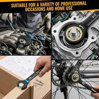 GRENPRO 23PCS Ratcheting Combination Wrench Set SAE Metric Mechanic Tools | 1/4"-3/4"&6-18MM Bolt Gauge, Electro-Coated CR-V 72-Tooth 5Deg Swing 12Pt Color Rings, Roll Pouch for Auto&Home Repair - style: Ratcheting Wrench Set with Color Ring (Metric&SAE)