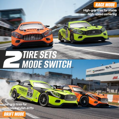 RC Drift Car, 1:24 Scale Remote Control Cars Vehicle for Kids, 2.4GHz 20KM/H 4WD High Speed RC Cars with LED Light Two Batteries & Drifting Tires Racing Sport Toy Car for Adults Boys Girls ZG05-Orange - style: ZG05-Orange