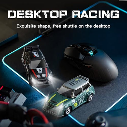 KF33 1:64 Scale Mini Drift RC Car with Full Proportional RTR 2.4GHZ Remote Control for Desktop Racing (Green) - color: Green