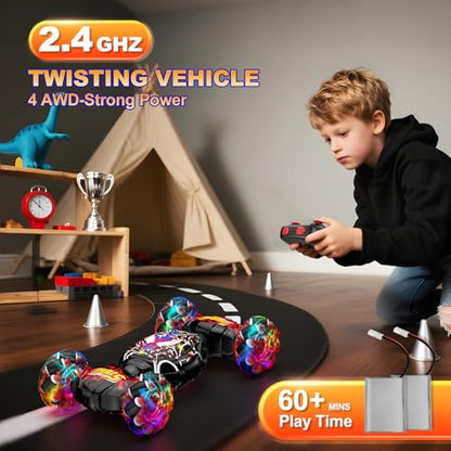 Nikuku Gesture Sensing RC Stunt Car - 4WD Hand Controlled Remote Control Car with 360° Rotation, 2.4GHz Drift Toy for Kids Ages 6 7 8-12 13 Year Olds - Best Birthday Gifts for Boys Girls - color: Black