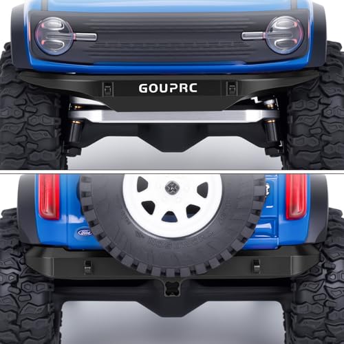 GOUPRC Aluminum Alloy RC Front & Rear Bumper for Axial SCX30 Bronco C10 1/30 RC Crawler Car Upgrade Replacement Parts - color: Black