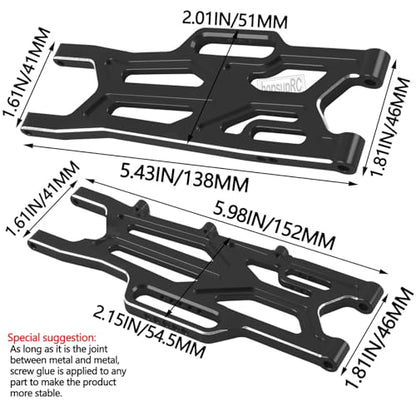 RC Aluminum Suspension Arms Set&Hubs Caster Blocks&Front Steering Block Knuckles&Rear Hubs Upgrades Parts for 1/10 Kraton/Outcast V2 4S BLX,Front Rear Suspension Arms Hops Up,Black - color: Black(for 1/10)