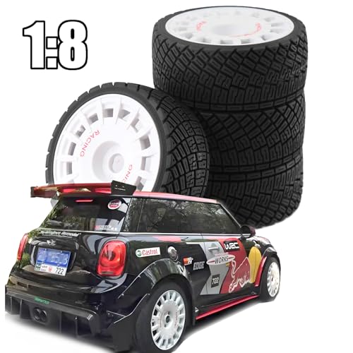 100mm 1/8 RC On-Road Tires and 15-Spokes RC Hard Plastic wheels High Grip Set 17mm Hex For 1/7 1/8 HPI VRX WR8 HSP Hobao Kyosho ARRMA Redcat Losi KM C3 CNE Ford W200 (Black) - color: Black