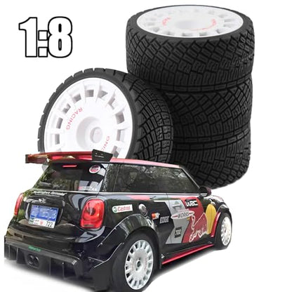 100mm 1/8 RC On-Road Tires and 15-Spokes RC Hard Plastic wheels High Grip Set 17mm Hex For 1/7 1/8 HPI VRX WR8 HSP Hobao Kyosho ARRMA Redcat Losi KM C3 CNE Ford W200 (White) - color: White