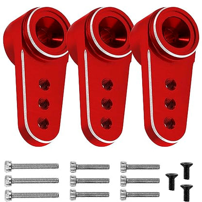 3Pack Aluminum 15T Servo Arm RC Mini Servo Horns Compatible with Emax ES08MA Servo Fit for Axial SCX24 1/24 RC Crawler (Red) - color: Red