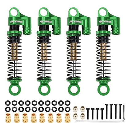 RCAWD for FMS EAZYRC ROC HOBBY FCX24 1/24 & 1/18 Crawlers Shock Absorber Damper Upgrades, Front Rear RC Shocks Parts Aluminum Adjustable # C3002 Green - color: Green
