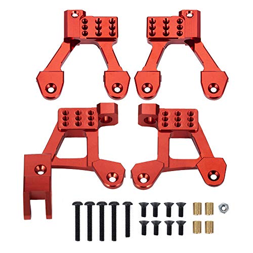 4PCS Aluminum Shock Tower Shock Hoops for 1/10 Axial SCX10 II 90046 90047 - color: Red