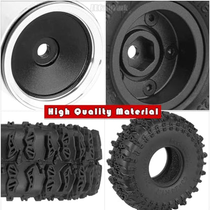 RC 1.0" Wheels and Tires for 1/18 TRX4M,1/24 SCX24 RC Crawler Car,RC Off Road Buggy Rally Truck Wheel and Tires,1.0 Alloy Wheel Rims & Rubber Tires,w/Foam Inserts,7mm Hex Rim,4PCS-(B) - style: 1.0 - (B-Jc Tires)