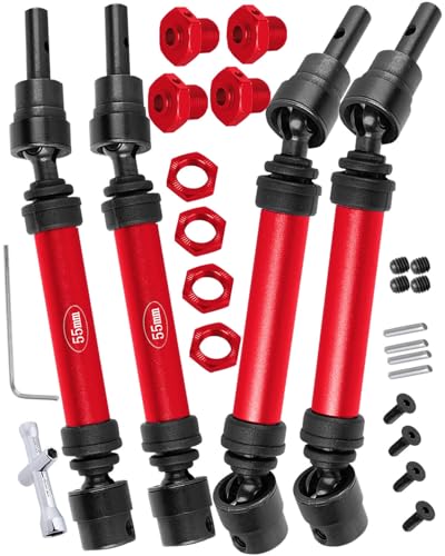 RC Drive Shafts Upgrades Part for 1/8 Typhon 3S BLX,Typhon Mega 550,RC #45 Steel CVD,Harden Front Rear Driveshaft Axles Hops up(4PCS),Red - color: Red/for 1/8
