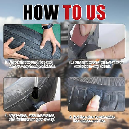 250ML Rubber Cement Tire Repair Strong Adhesion Waterproof | Rubber Cement Glue With Brush Fast Curing Easy to Use and Flexible Repair for Automotive Industrial Home Repairs