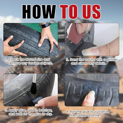 250ML Rubber Cement Tire Repair Strong Adhesion Waterproof | Rubber Cement Glue With Brush Fast Curing Easy to Use and Flexible Repair for Automotive Industrial Home Repairs