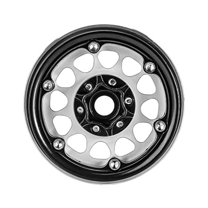 INJORA 1.9 Beadlock Wheel Deep Dish Negative Offset 10.4mm Wheel Rim for 1/10 RC Crawler Auto Axial SCX10 90046 AXI03007 TRX4 VS4-10 Gen8 MST CFX(Black＆Sliver) - color: Black＆silver