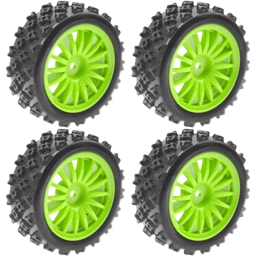 4Pack Vgoohobby OD2.83in 1/10 On Road Rubber Tires w/Nylon Wheel Rims 12mm Hex Compatible with HSP HPI Redcat Tamiya Traxxas 1/10 RC On Road Racing Touring Car (Green) - color: Green