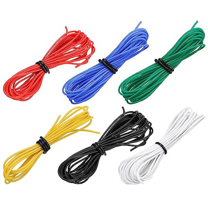 MECCANIXITY 28 Gauge Wire Silicone Wire 28AWG Electrical Wire Stranded Wire Tinned Copper Wire High Temp Hookup Wire 6 Color 1.5m/4.92ft for Car Model Electric Appliances 6pcs - size: 28AWG, 4.92ft