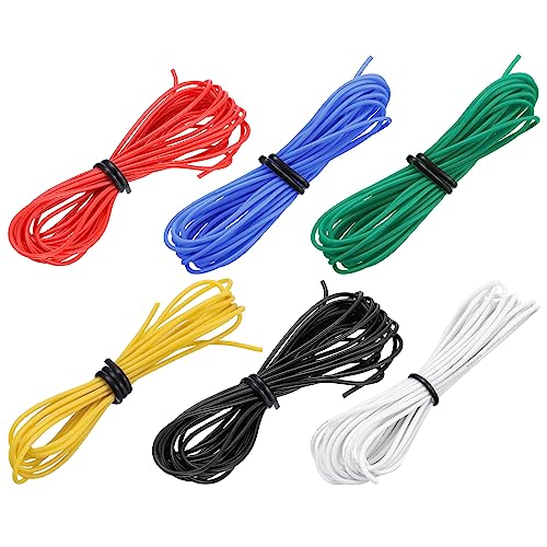 MECCANIXITY 28 Gauge Wire Silicone Wire 28AWG Electrical Wire Stranded Wire Tinned Copper Wire High Temp Hookup Wire 6 Color 1.5m/4.92ft for Car Model Electric Appliances 6pcs - size: 28AWG, 4.92ft