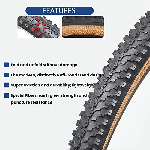 Hycline Mountain Bike Tire: 20/24/26/27.5-inch Folding Replacement High-Performance Wear-Resistant Bicycle Tires for MTB Off-Road Bike - size: 26x1.95 60TPI, style: Qty 2 Tires