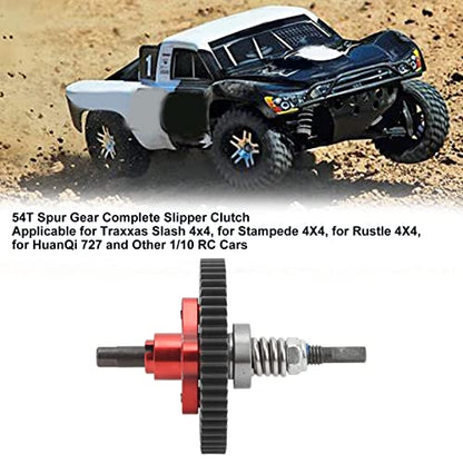 Differential Slipper Clutch 54T Spur Gear Complete Assembly Aluminum Steel Upgrade Parts Slash 1/10 RC Cars Blue Enhanced Performance (Red) - color: Red