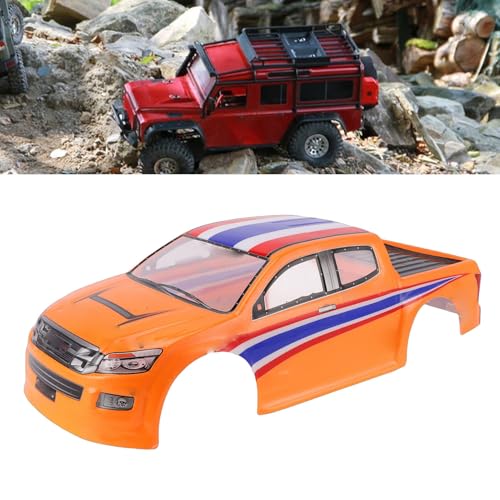 1/10 Scale RC Car Body Shell, Painted Polycarbonate Truck Body Flag Pattern for 26cm Wheelbase RC Cars Trucks (Orange) - color: Orange