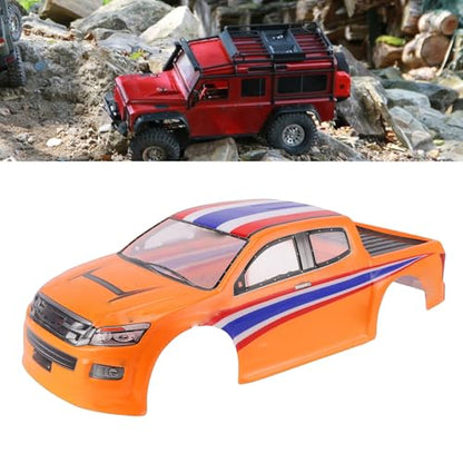1/10 Scale RC Car Body Shell, Painted Polycarbonate Truck Body Flag Pattern for 26cm Wheelbase RC Cars Trucks (Orange) - color: Orange