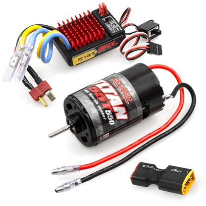 Brushed Power Combo 550 55T Motor 60/320A ESC BEC 6V/2A Splash-Proof for 1/10 RC Crawler Car Trx4 Trx6 Axial SCX10 II III Redcat Gen7 Gen8 V2 RC4WD D90,Slow Car