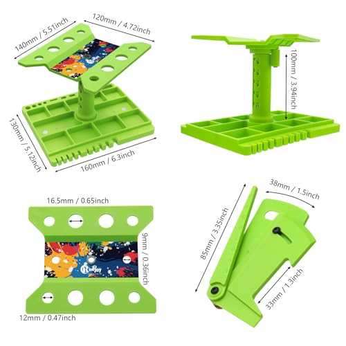 360 Degree Rotation RC Car Work Stand Lift Lower Repair Workstation with RC Car Ride Height Gauge for 1/10 1/12 1/14 1/16 Crawler Remote Control Car Truck Buggy, Green - color: Green