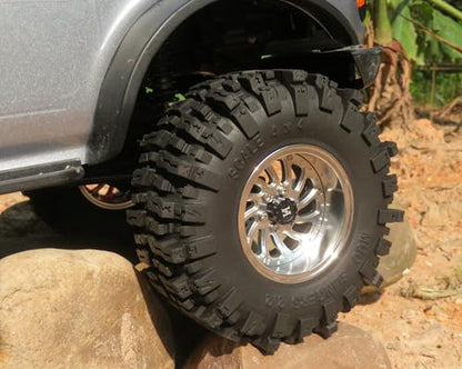124mm Tall 2.2 Mud Slingers Tires & 2.2 Beadlock Wheels Adjustable Offset 40mm Wide Rims for RC Crawler Trail SCX10 Everest 10 Capra Wraith Upgrades,HS701582 - color: Silver