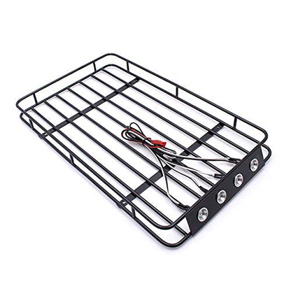 LCX Racing 1/10th RC Crawler Car Metal Roll Cage Luggage Tray Roof Rack for Axial SCX10 II 90046 TRX4 Redcat Gen8 Scout II, Upgrades Parts Accessories