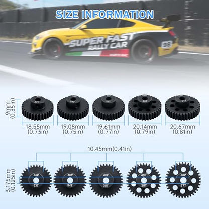48P 33T 34T 35T 36T 37T Pinion Gear Sets with Screwdrivers for 3.175mm Shaft Brushless Brush Motor Compatible with Arrma HPI Kyosho Losi Axial Traxxas Tamiya 1/10 RC Car Monster Truck Buggy - size: 33T 34T 35T 36T 37T