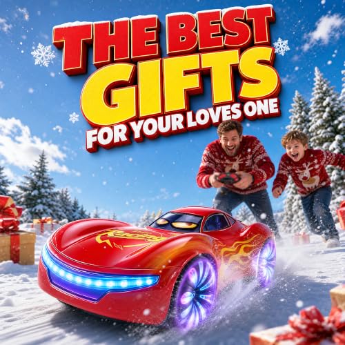 Gesture Sensing RC Stunt Car, 2.4GHz 4WD Remote Control Car for Kids 4-12 | 50 Min Play Time Dual Batteries, 360° Spinning Drift, Mist Spray & LED Wheels, Birthday Gift, Party Gifts for Kids Boys , Red - color: 4-red
