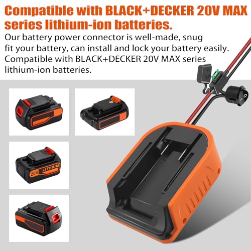 2 Packs Power Wheel Adapter for Black and Decker 20V Battery Converter Kit with Fuses & 14AWG Wire | Power Connector for for DIY Rc Car Toys, Robotics and Rc Truck