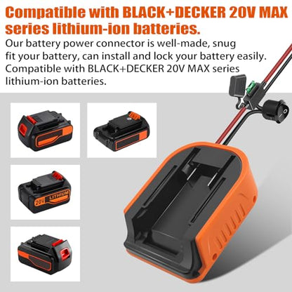 2 Packs Power Wheel Adapter for Black and Decker 20V Battery Converter Kit with Fuses & 14AWG Wire | Power Connector for for DIY Rc Car Toys, Robotics and Rc Truck