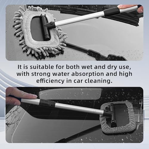 Car Windshield Cleaner, Microfiber Vehicles Window Cleaning Tool with 3PCS Reusable Cloth Pads, Automotive Washing Interior ＆ Exterior Glass Supplies Accessories, Universal Fit (Rectangle) - size: Rectangle