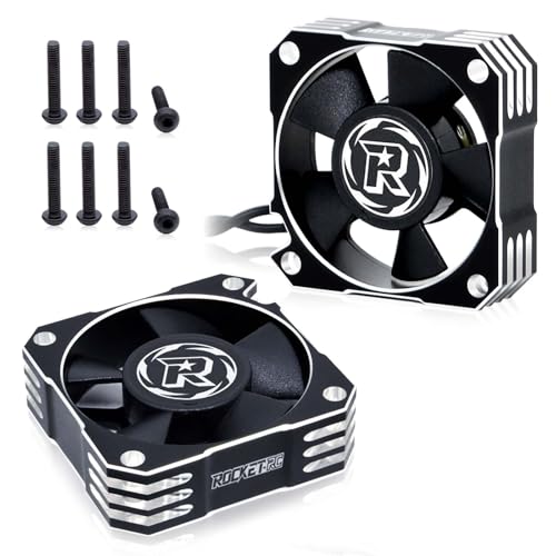 RC Motor Cooling Fan 35mm 21000RPM 8.4V Aluminum RC ESC Motor Cooling Fan for RC Car 1/8 1/10 Scale 3650 3660 3670 Brushless Motor (Black+Silver) - style: 2pack Silver