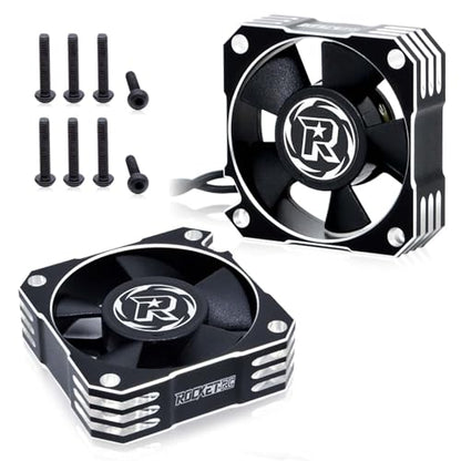 RC Motor Cooling Fan 35mm 21000RPM 8.4V Aluminum RC ESC Motor Cooling Fan for RC Car 1/8 1/10 Scale 3650 3660 3670 Brushless Motor (Black+Silver) - style: 2pack Silver