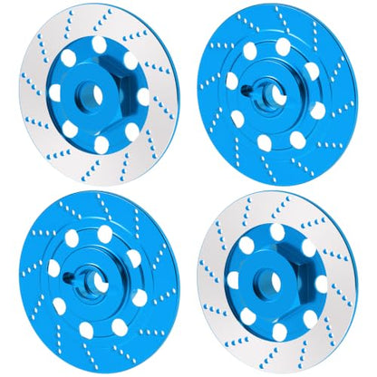 4PCS MORFUM RC Aluminum Alloy Hex Drift Wheels Rim Tires Hub Brake Disc Compatible with Sakura D4 AWD RWD 1/10 RC Drift Crawler Car Upgrade Parts (Blue) - color: Blue