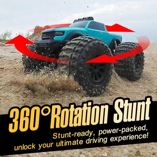 KB KAIBO 8816 1:12 Amphibious Remote Control Car with Full Proportional Steering-Fully Waterproof All Terrain RC Monster Truck for Kids 6-12+, 7.4V 4WD 2.4Ghz 60+ Min Dual Battery Blue - color: Blue