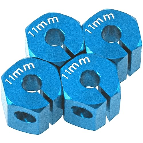Aluminum Alloy 12mm Wheel Hex Hub Drive Adapters with Pins Screws Compatible with Axial SCX10 HSP HPI Tamiya Redcat 1/10 RC Crawler Car (11mm, Blue) - color: Blue, size: 11mm