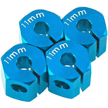 Aluminum Alloy 12mm Wheel Hex Hub Drive Adapters with Pins Screws Compatible with Axial SCX10 HSP HPI Tamiya Redcat 1/10 RC Crawler Car (11mm, Blue) - color: Blue, size: 11mm