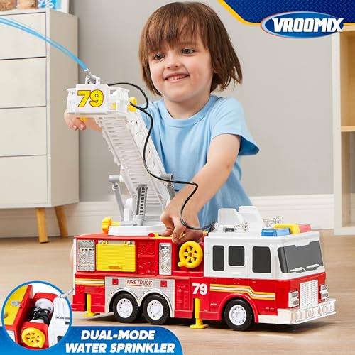 JOYIN Extra Large Kids Fire Truck Toys for Boys with 33-inch Ladder, Lights & Sprinkler Pump, Big Emergency Vehicle, Kids Toys for Age 3, 4, 5, 6, 7, Christmas Birthday Gift for Grandkids