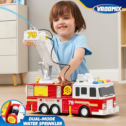 JOYIN Extra Large Kids Fire Truck Toys for Boys with 33-inch Ladder, Lights & Sprinkler Pump, Big Emergency Vehicle, Kids Toys for Age 3, 4, 5, 6, 7, Christmas Birthday Gift for Grandkids