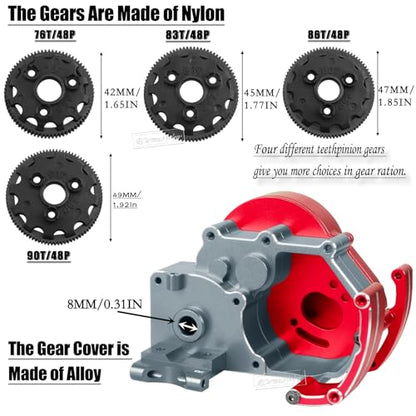RC Complete Transmission Upgrade - 1/10 Slash, Rustler, Stampede, Bandit Alloy Aluminum Gearbox #3695 - Red & Titanium - color: Red&titanium(1set)