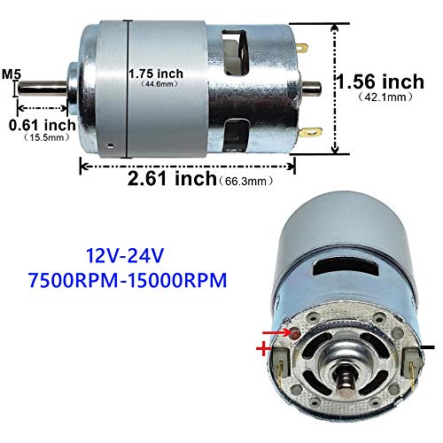 775 DC Motor DC 12V 7500-15000RPM & Bracket High Speed Large Torque Low Noise Gear Motor Electronic Component Motor Perfect for DIY Electric Power Tools - style: 775 motor