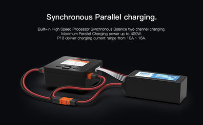ISDT P10 DC 250W 10A Dual Channel Lipo Battery Charger, XT60 Smart Charger for 1-6S Life/LiIon/LiPo/LiHv